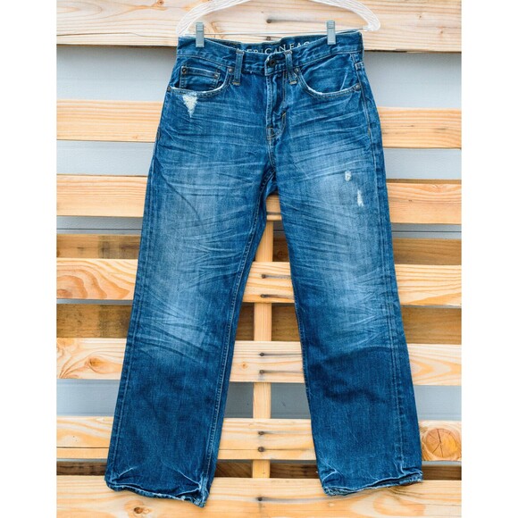 American Eagle 07/2011 Medium Wash Distressed Bootcut Wider Leg Jeans Sz 28 X 30 - Picture 1 of 4